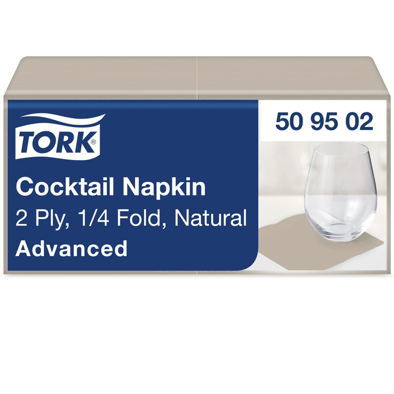 Tork Cocktailserviette Natur mit vorgedrucktem Umweltsymbol