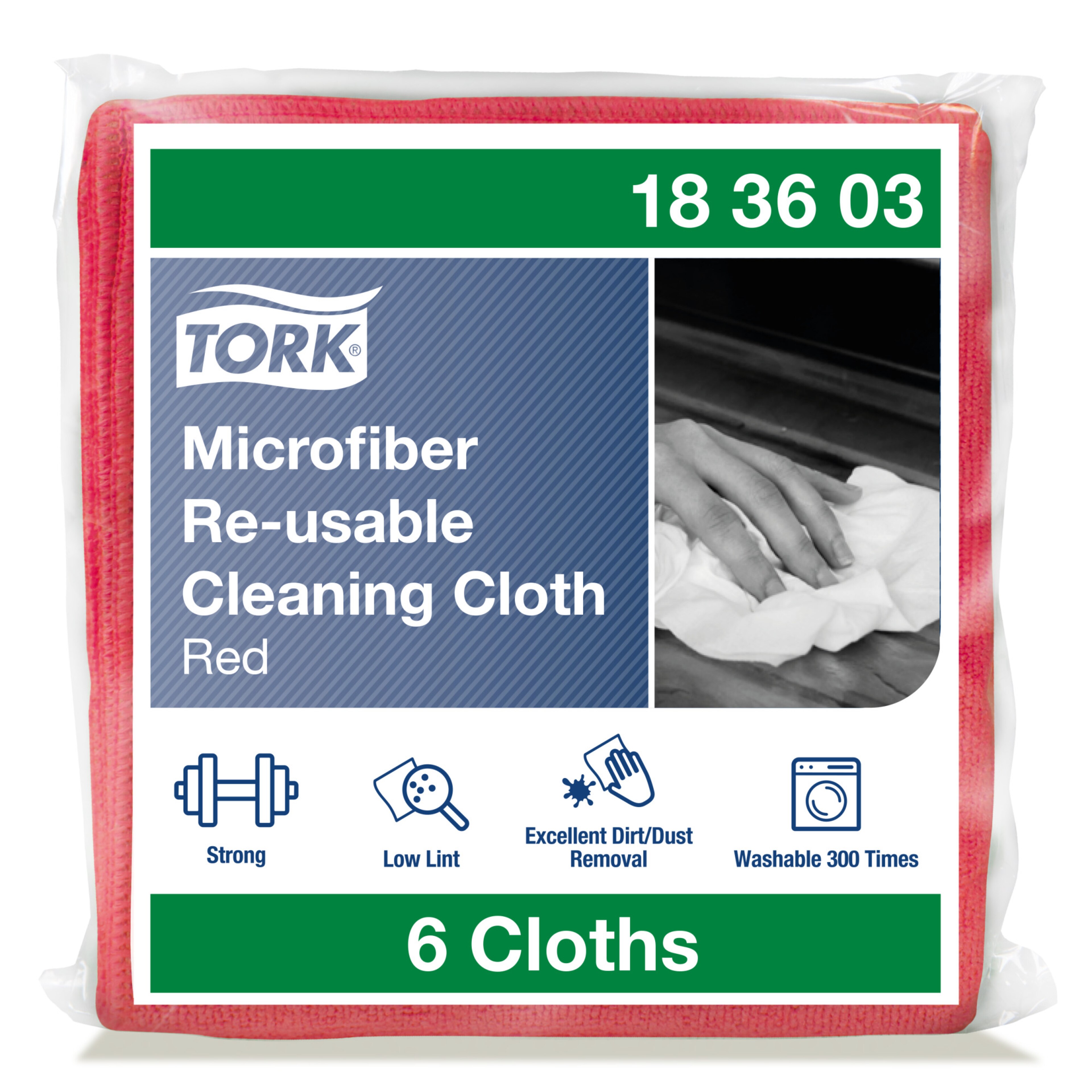 Tork Microfibre Reusable Cleaning Cloth Red