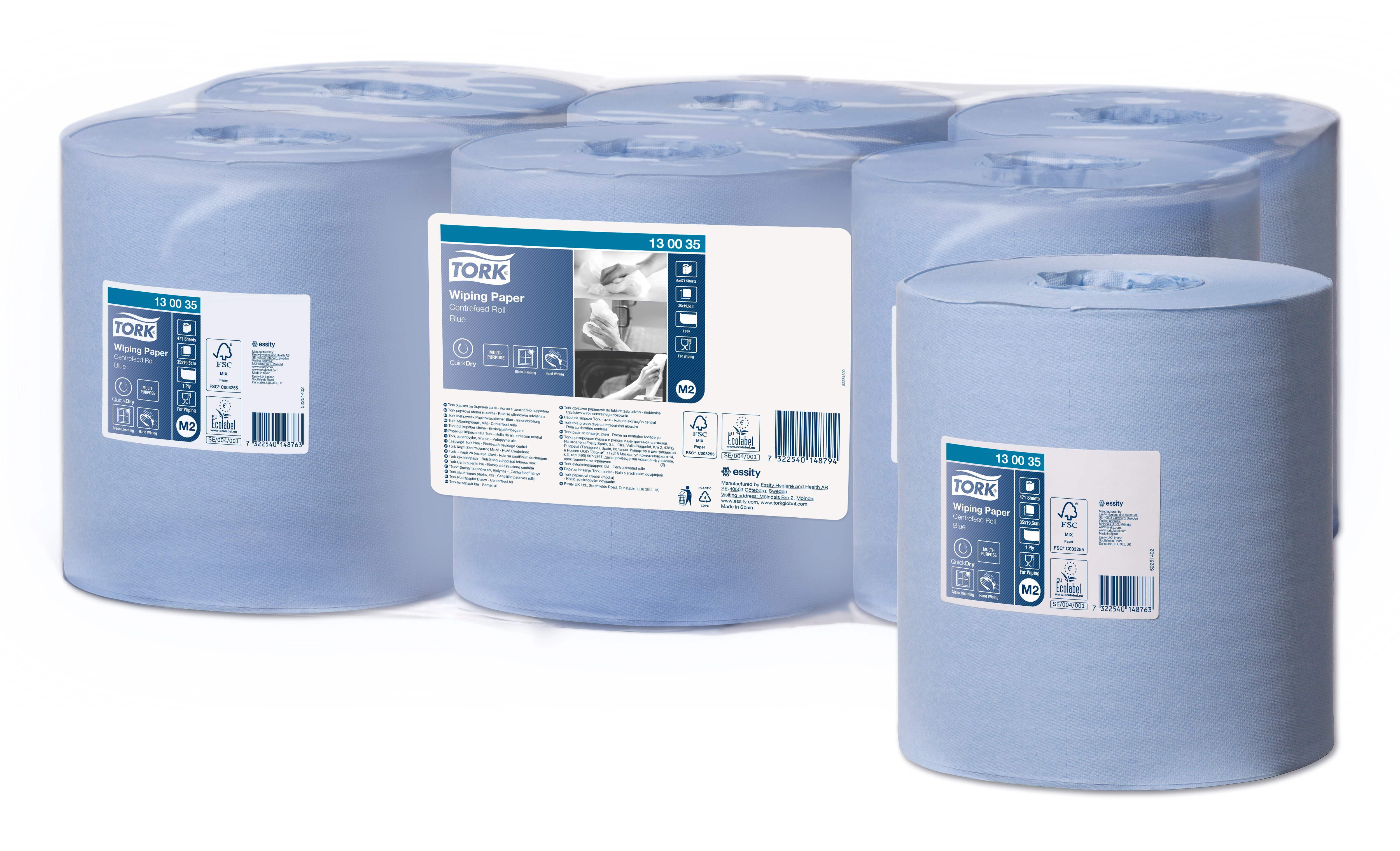 Distributeur De Papier Essuie-Mains Tork M2 - Noir - Pour Bureau Ou Cuisine - + 6 Rouleaux Recyclés