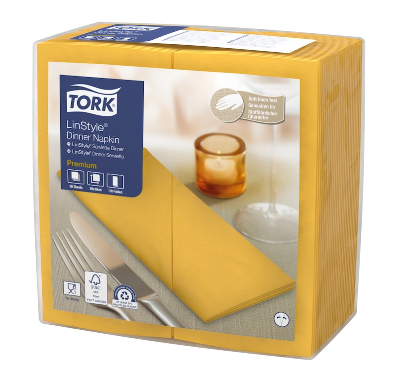 Tork LinStyle® Premium Dinnerservietten Senf 1/8-Falz