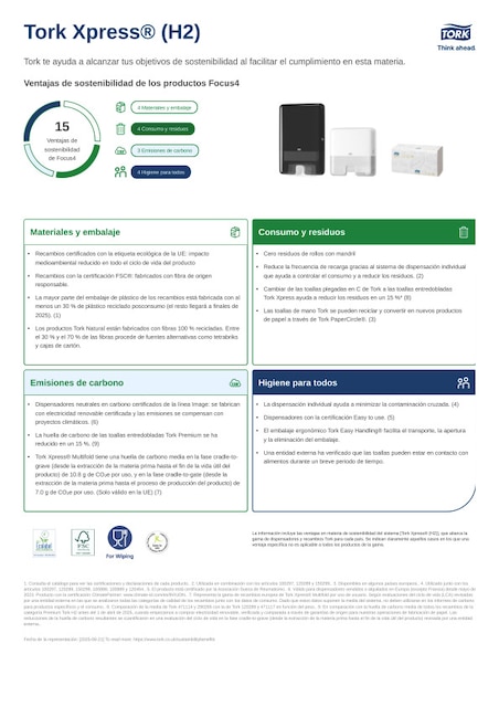 Hoja de producto de sostenibilidad