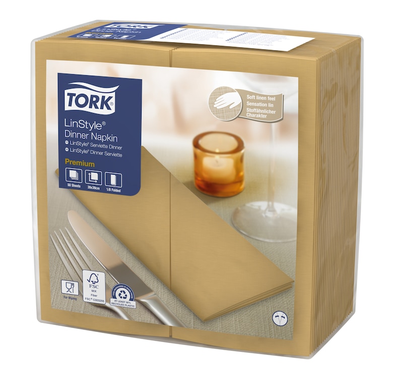 Tork Premium Linstyle® Serviette Dinner, Bistre, pliage 1/8