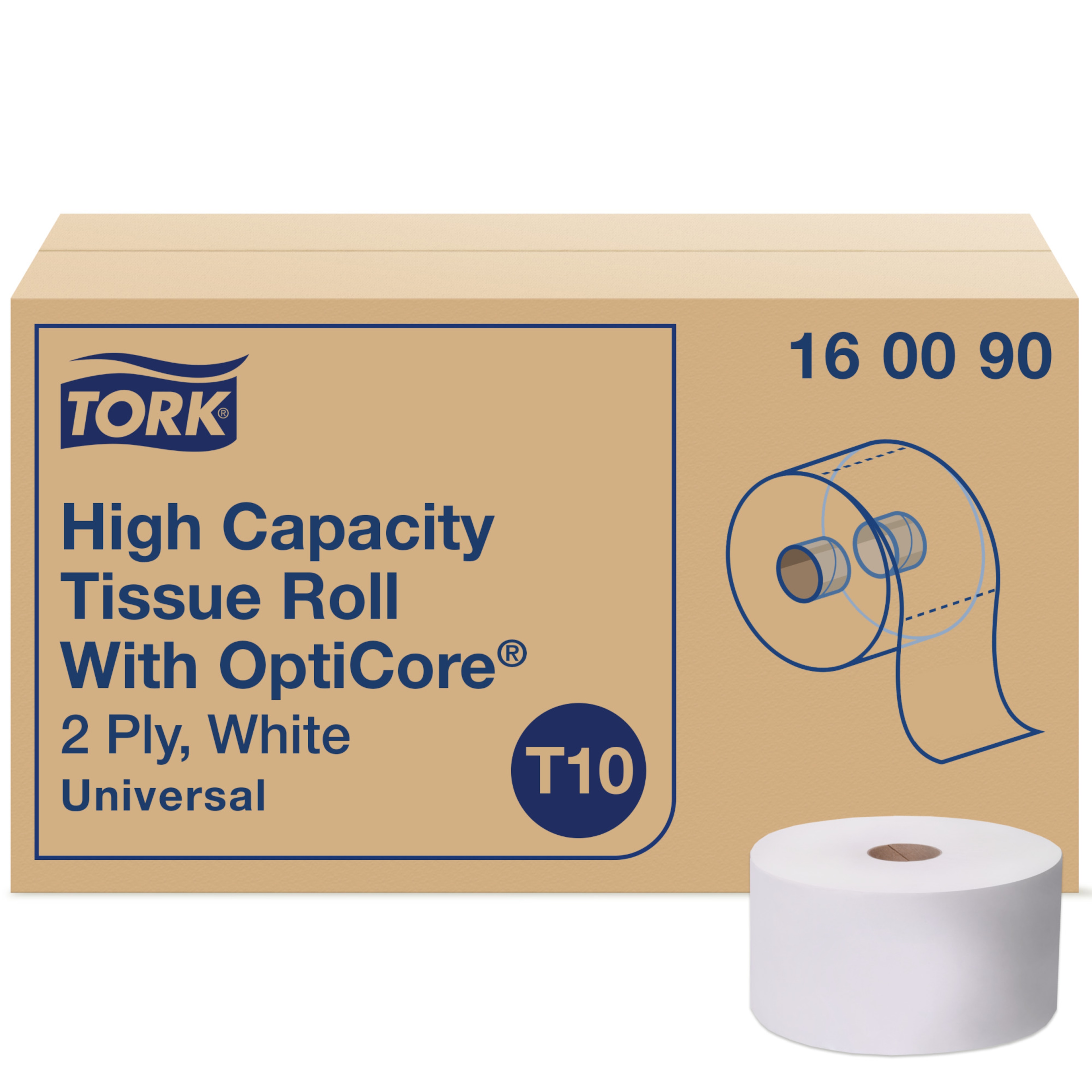 Papier Toilette Rouleau Mid-size Tork OptiCore®, Blanc T10