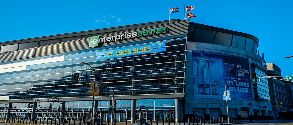 Enterprise Center arena in St. Louis, home of the St. Louis Blues.