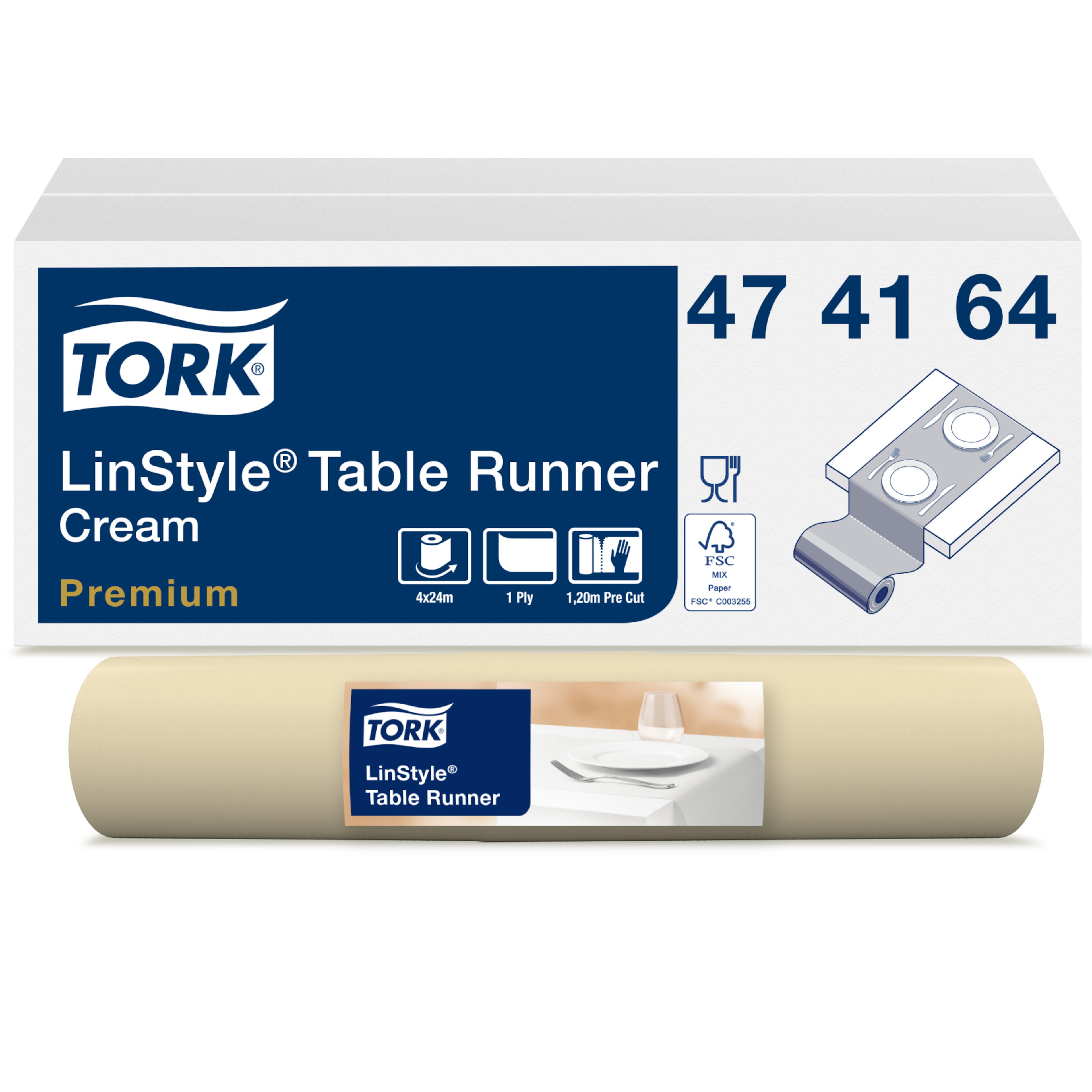 Tork Premium LinStyle® Chemin de Table, Crème