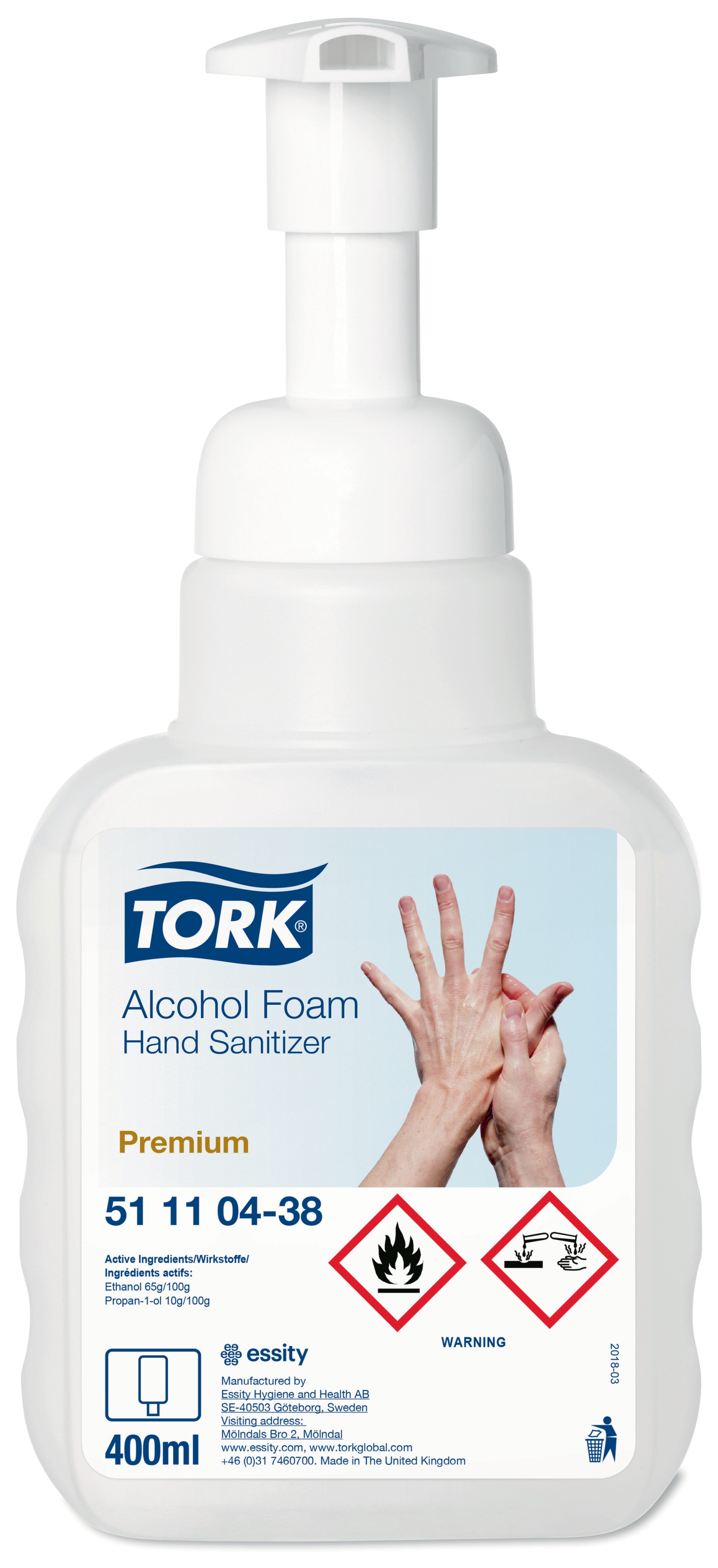 Tork Alcohol Foam Hand Sanitizer 400ml (Biocide) 511104 Sanitizer