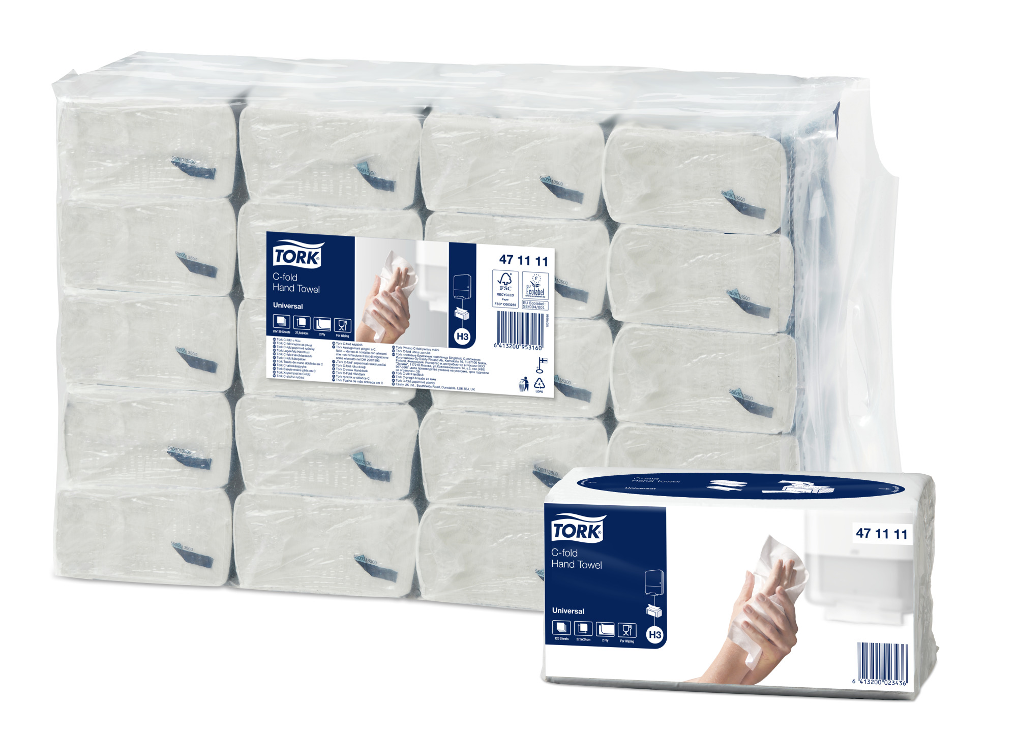 Tork C-kujuliselt volditud käterätik