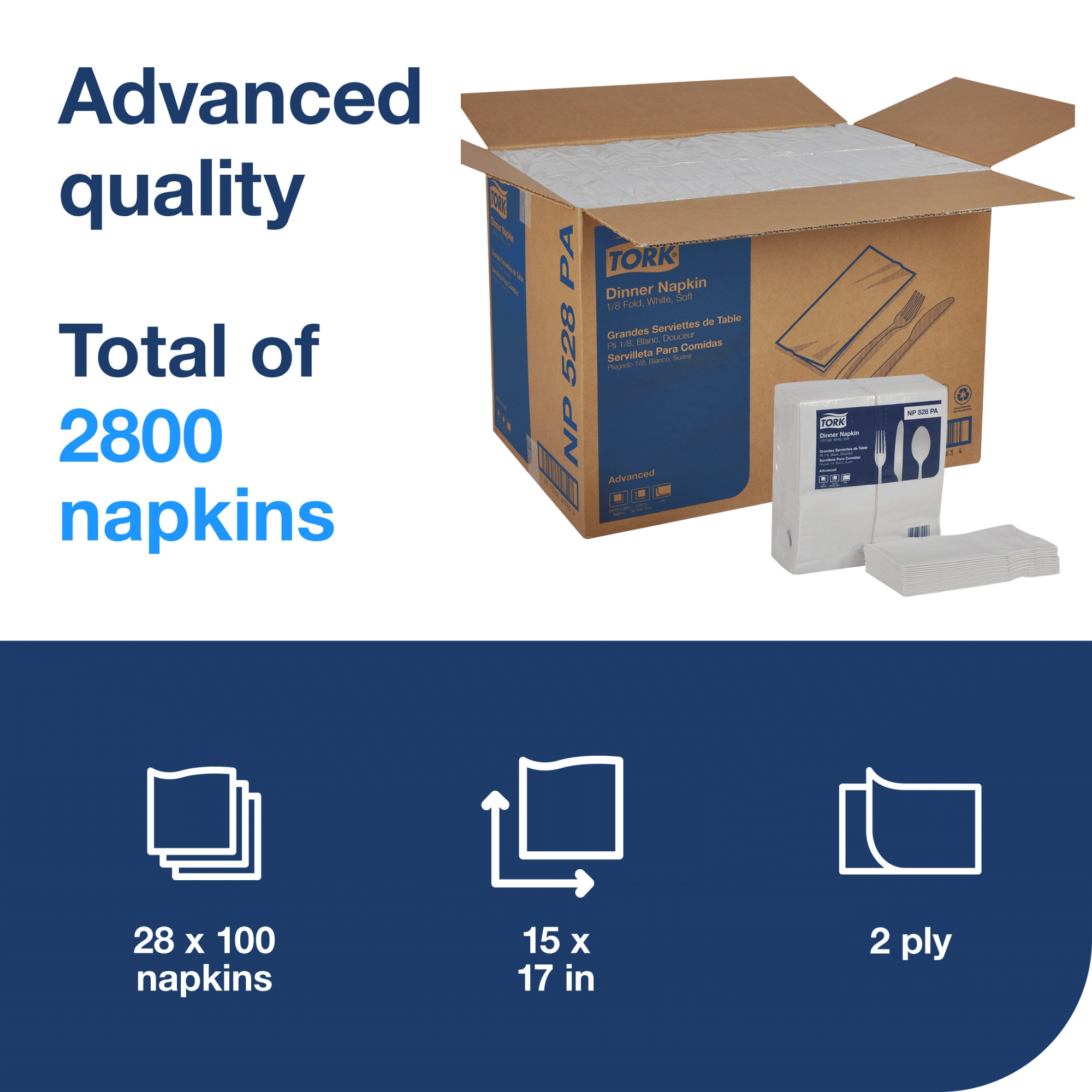 Tork White Dinner Napkin