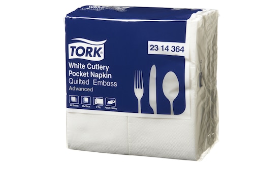 Tork Quilted White Cutlery Pocket Napkin