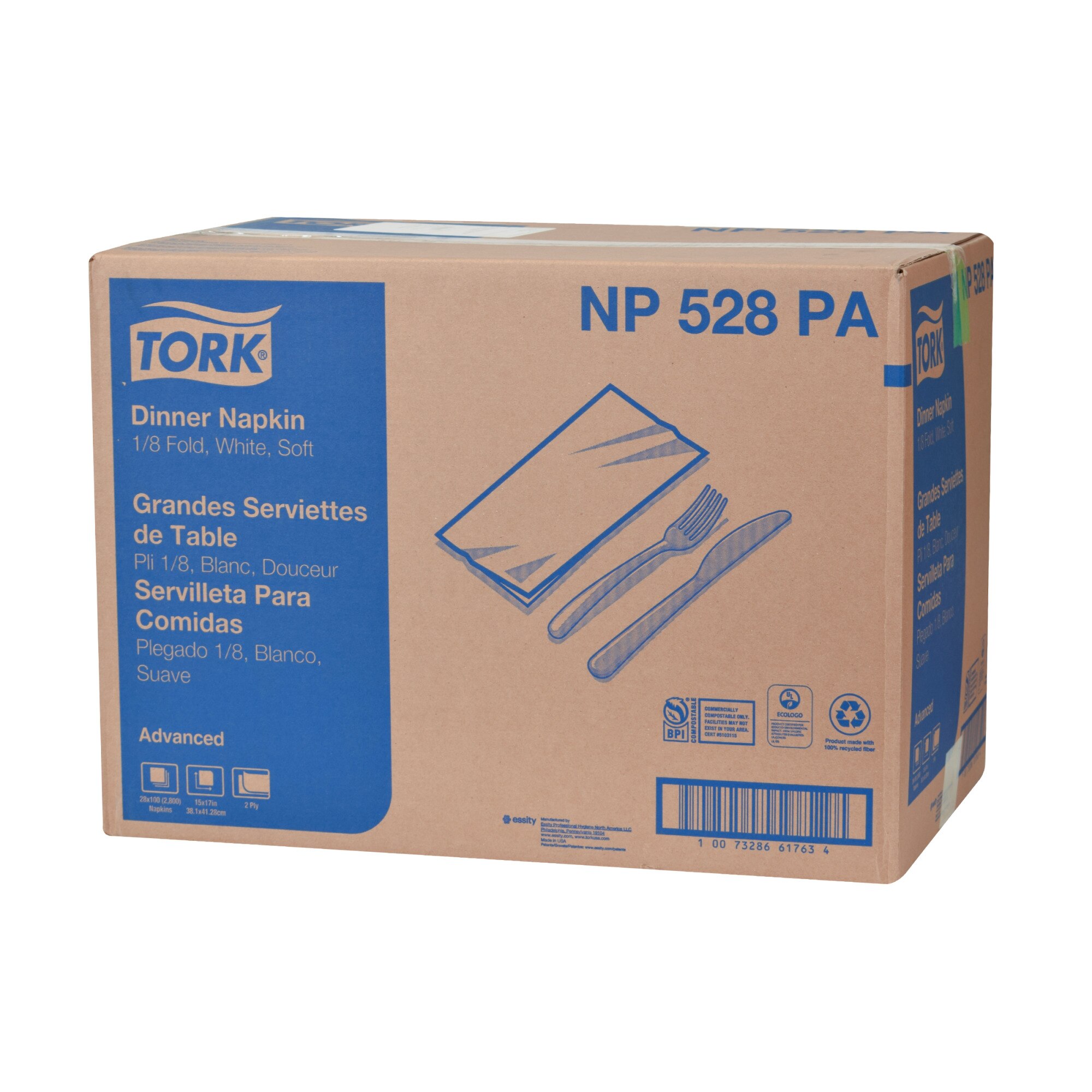Tork White Dinner Napkin