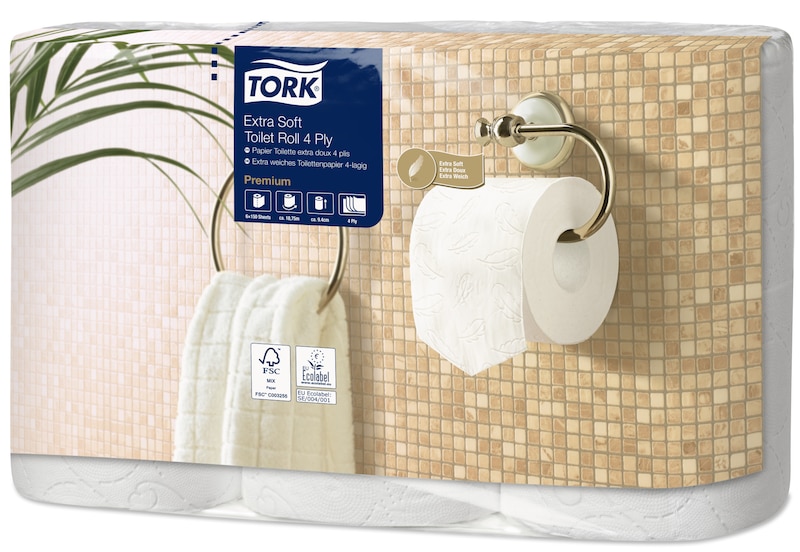 Tork extra jemný toaletný papier konvenčný kotúč Premium, 4-vrstvový