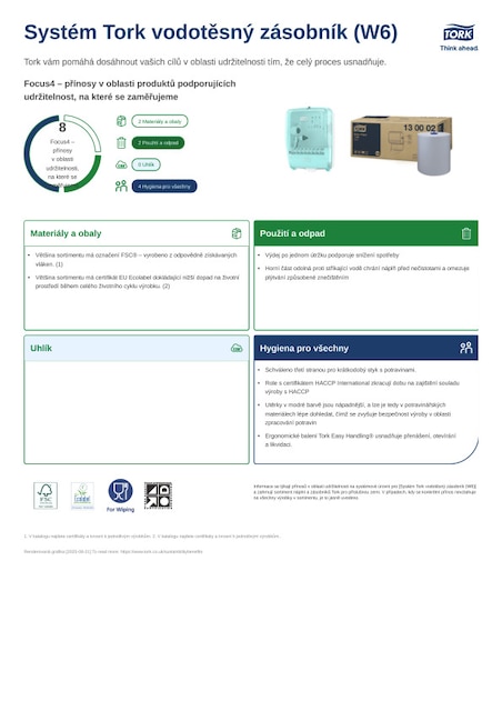Produktový list s údaji o udržitelnosti