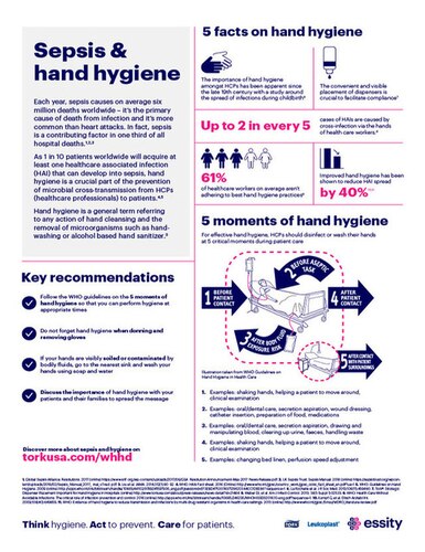 A screenshot of the PDF showing an infograph over sepsis hand hygiene