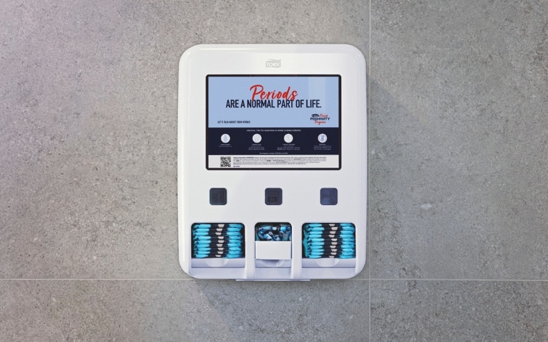 Tork Period Care Dispenser on grey wall