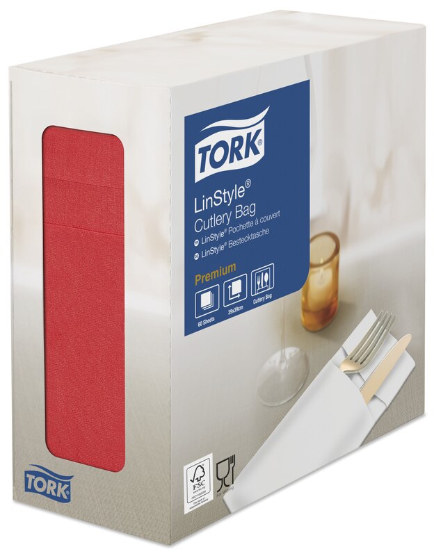 Tork Premium LinStyle® Red Cutlery Bag Napkin