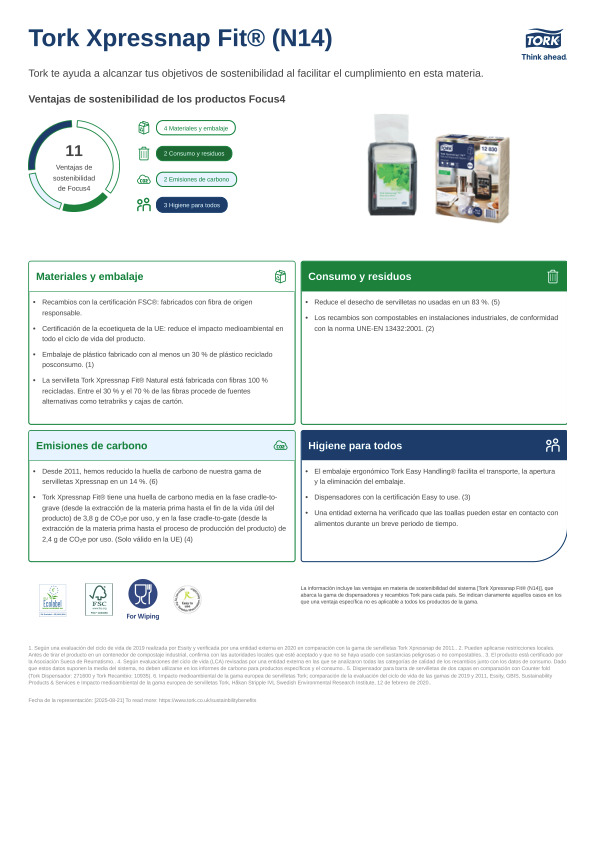 Hoja de producto de sostenibilidad