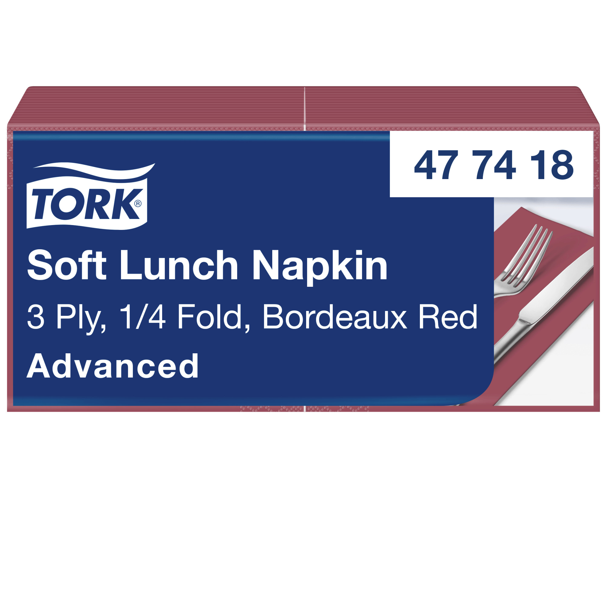 Tork Soft Bordeaux Red Lunch Napkin 1/8 Folded