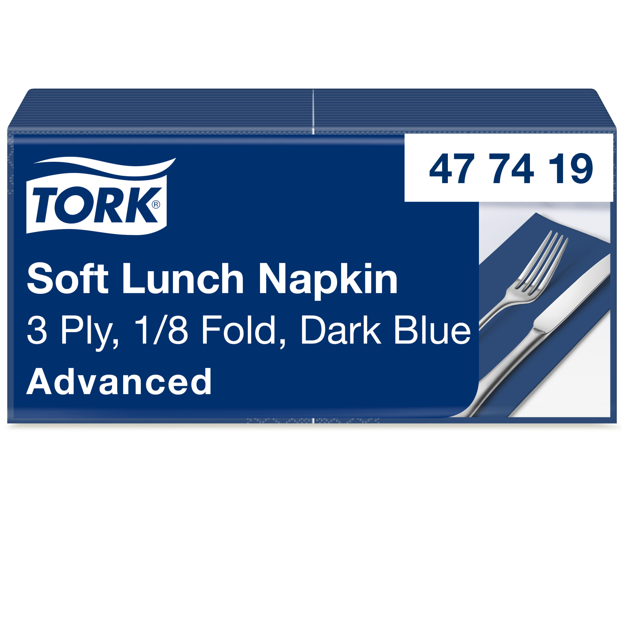 Tork Soft Dark Blue Lunch Napkin 1/8 Folded