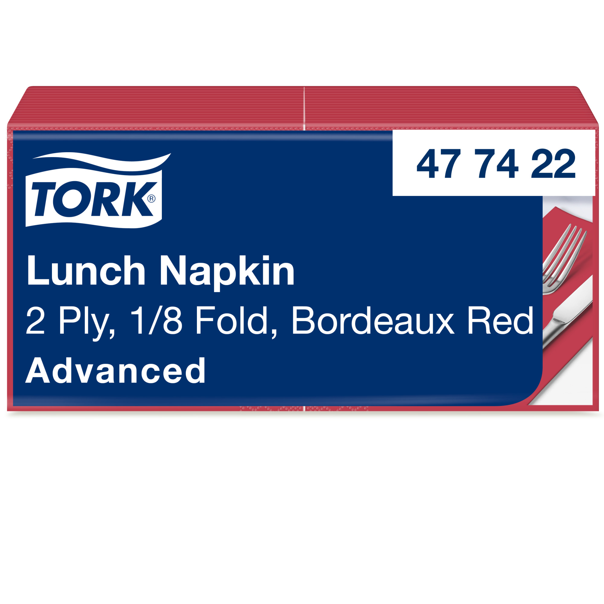 Tork Bordeaux Red Lunch Napkin 1/8 Folded