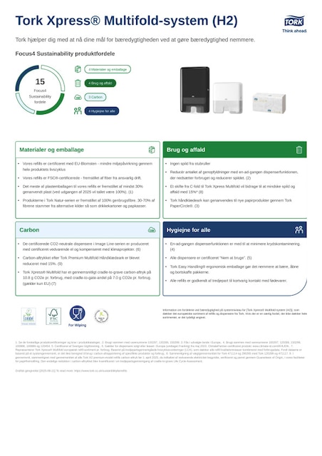 Produktdatablad om bæredygtighed