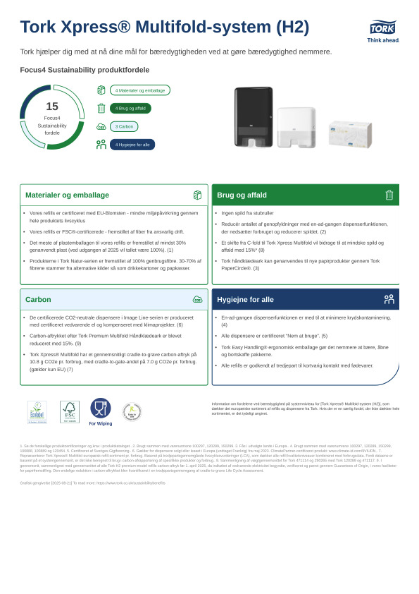 Produktdatablad om bæredygtighed