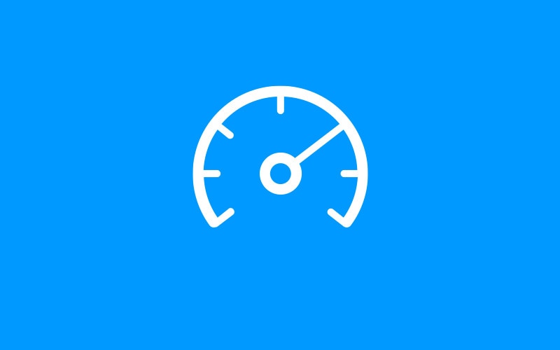 White speedometer icon symbolizing efficiency