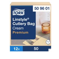 Кремовий чохол-серветка для столового приладдя Tork Premium Linstyle®
