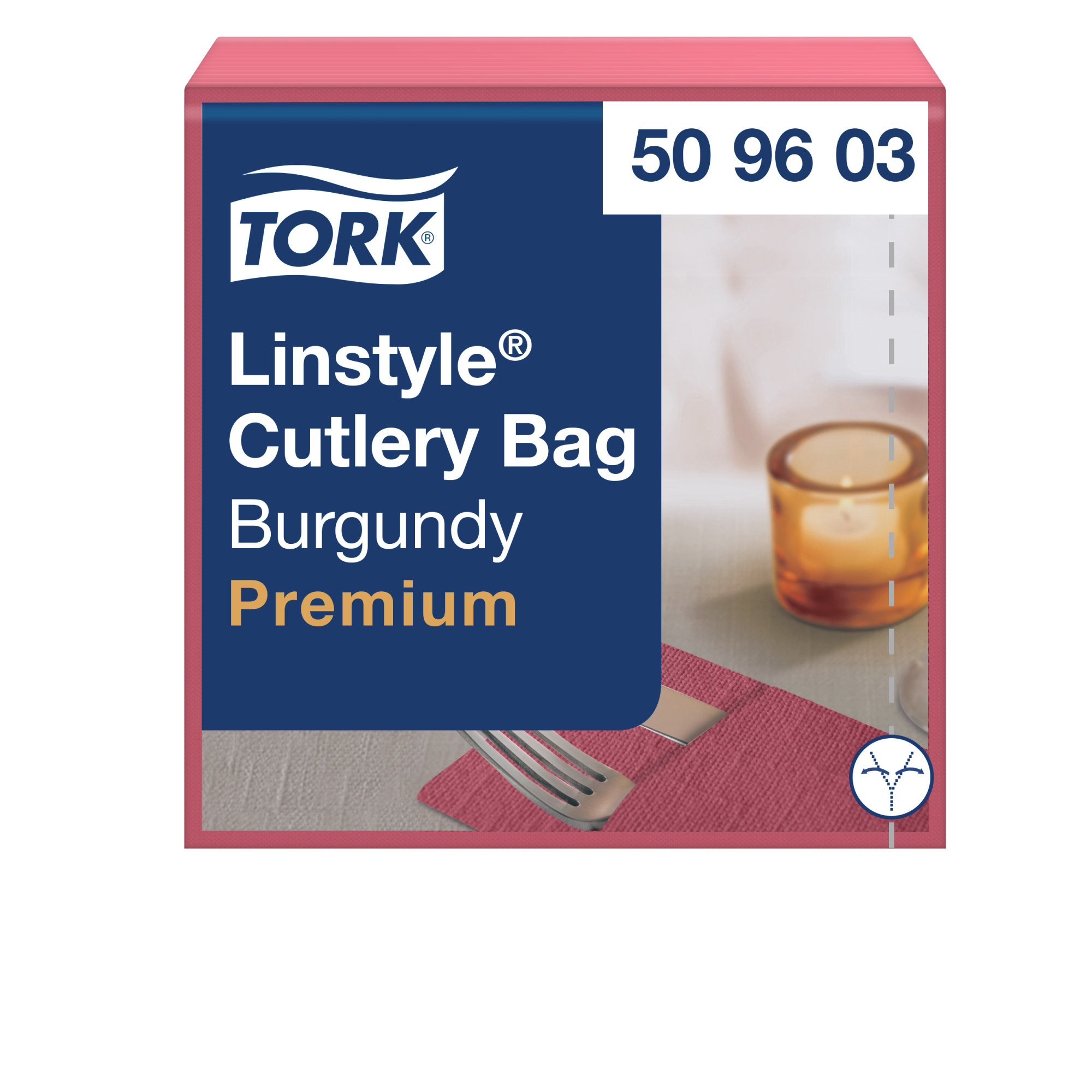 Tork Premium LinStyle® Burgundy Cutlery Bag Napkin