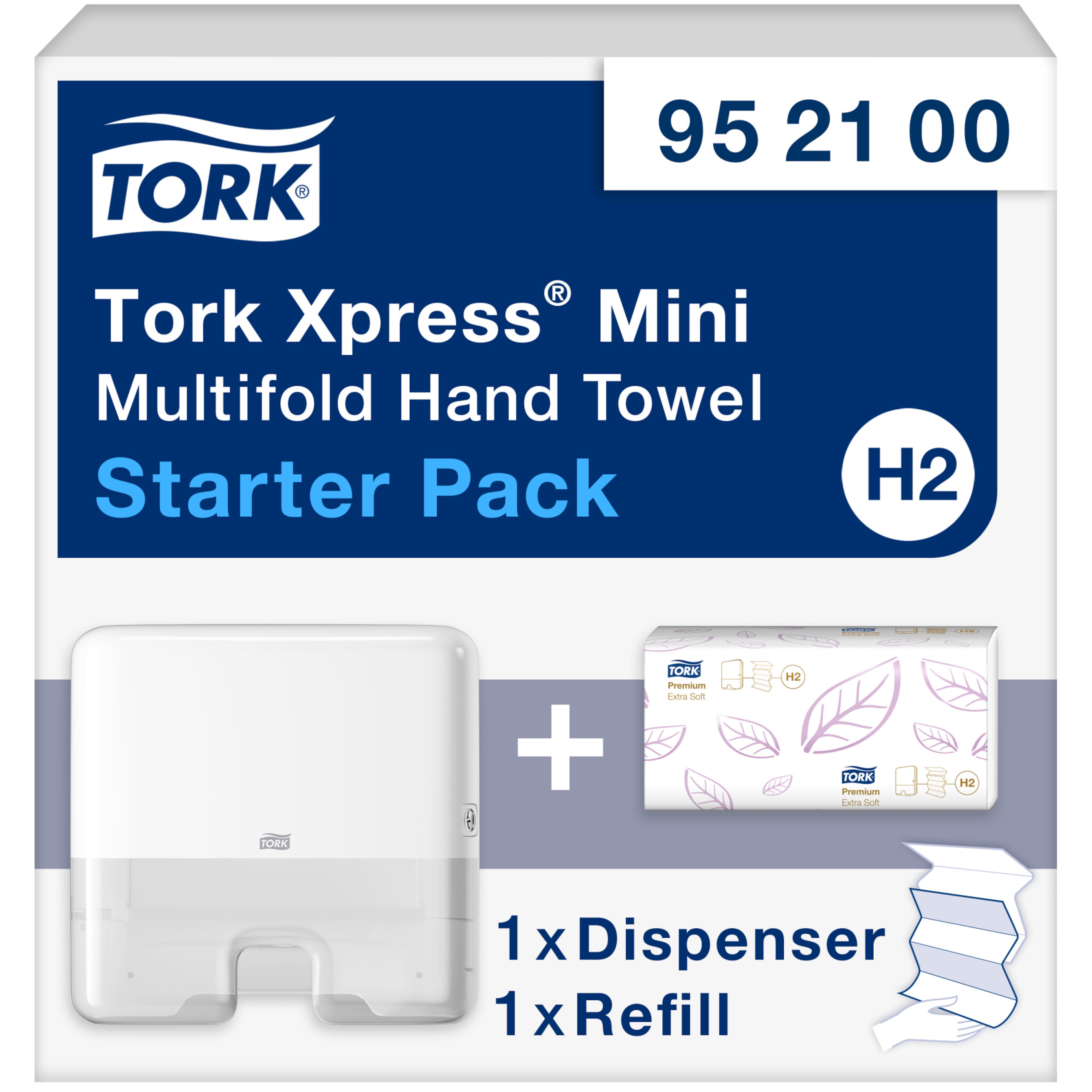Tork Xpress® Mini Multifold Hand Towel Dispenser Starter Pack White H2