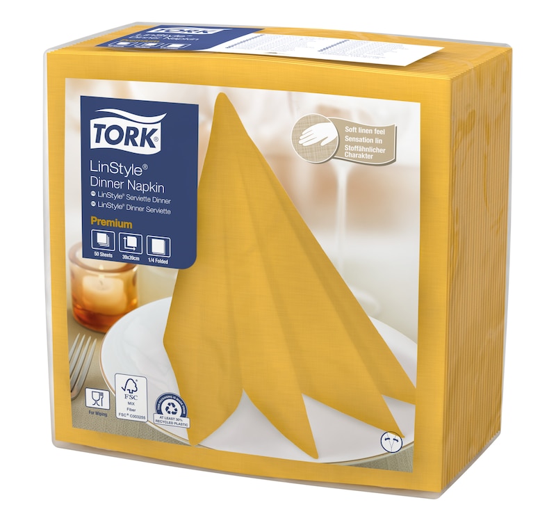 Tork Premium LinStyle® mustár Dinner szalvéta