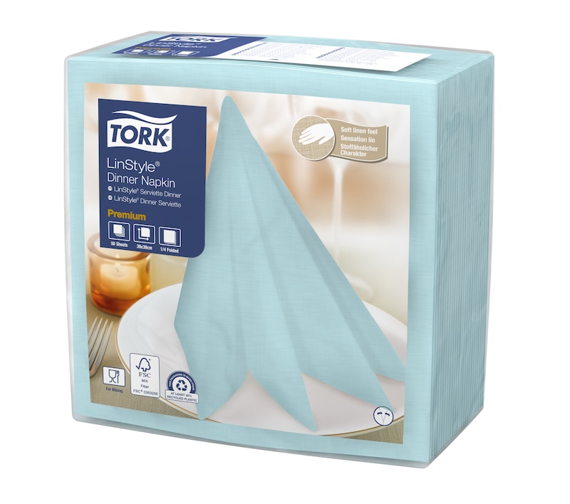 Tork Premium LinStyle® Tovagliolo Dinner azzurro acqua