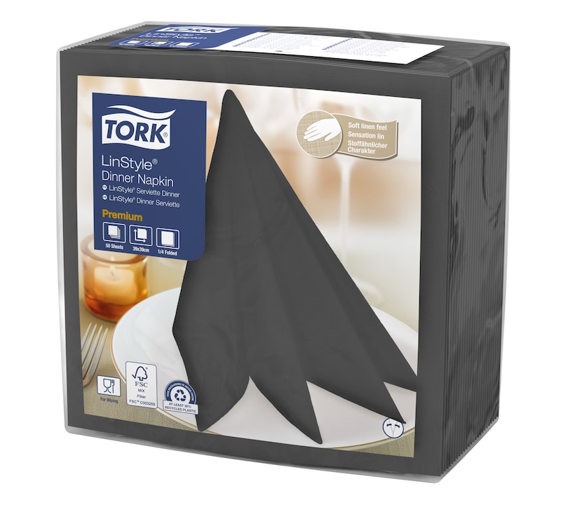 Tork Premium LinStyle® tummanharmaa Dinner-lautasliina