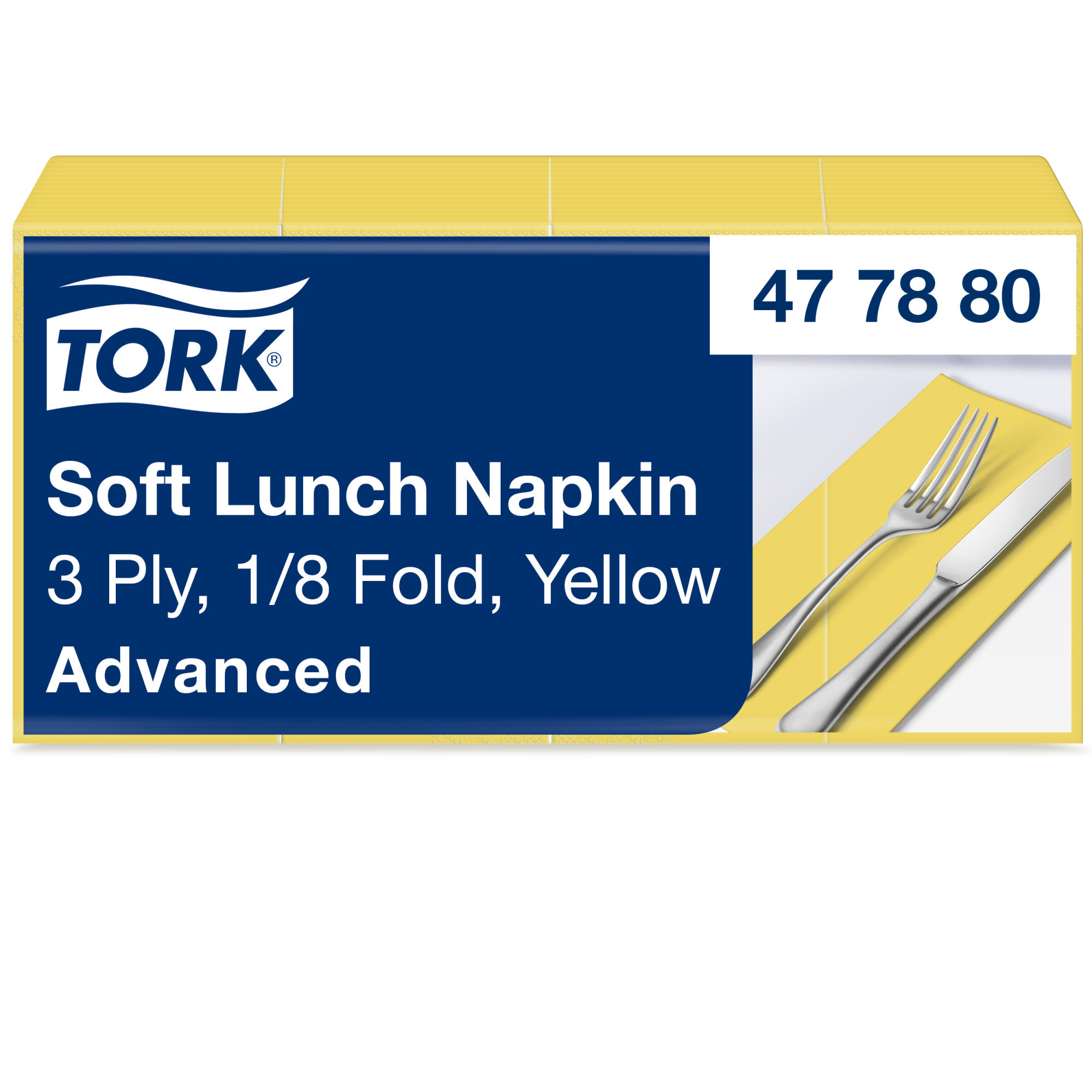 Tork Soft Yellow Lunch Napkin 1/8 Folded