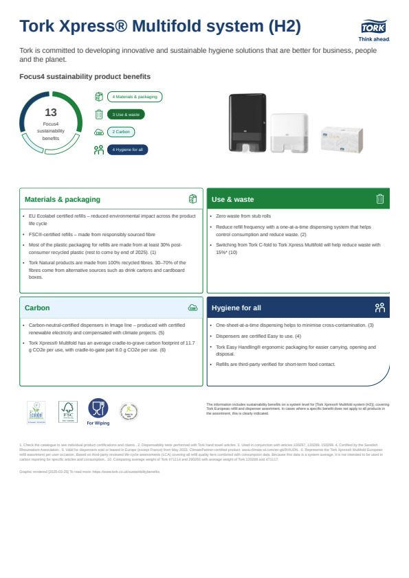Sustainability product sheet