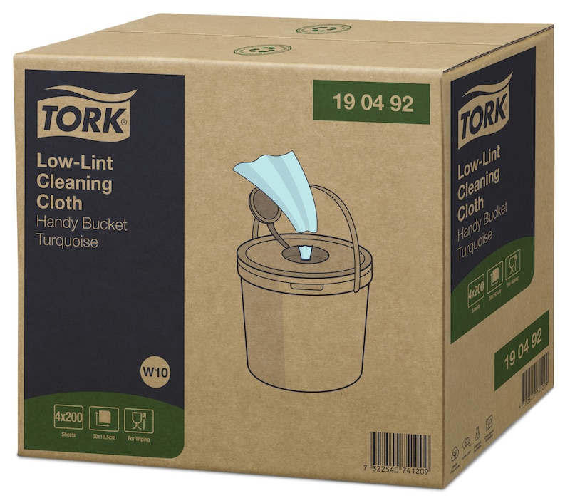 Panni Per Pulizia Tork Low-Lint - Ricarica Turchese, 4 Rotoli Da 200 Pz, Senza Residui, Adatti A Solventi