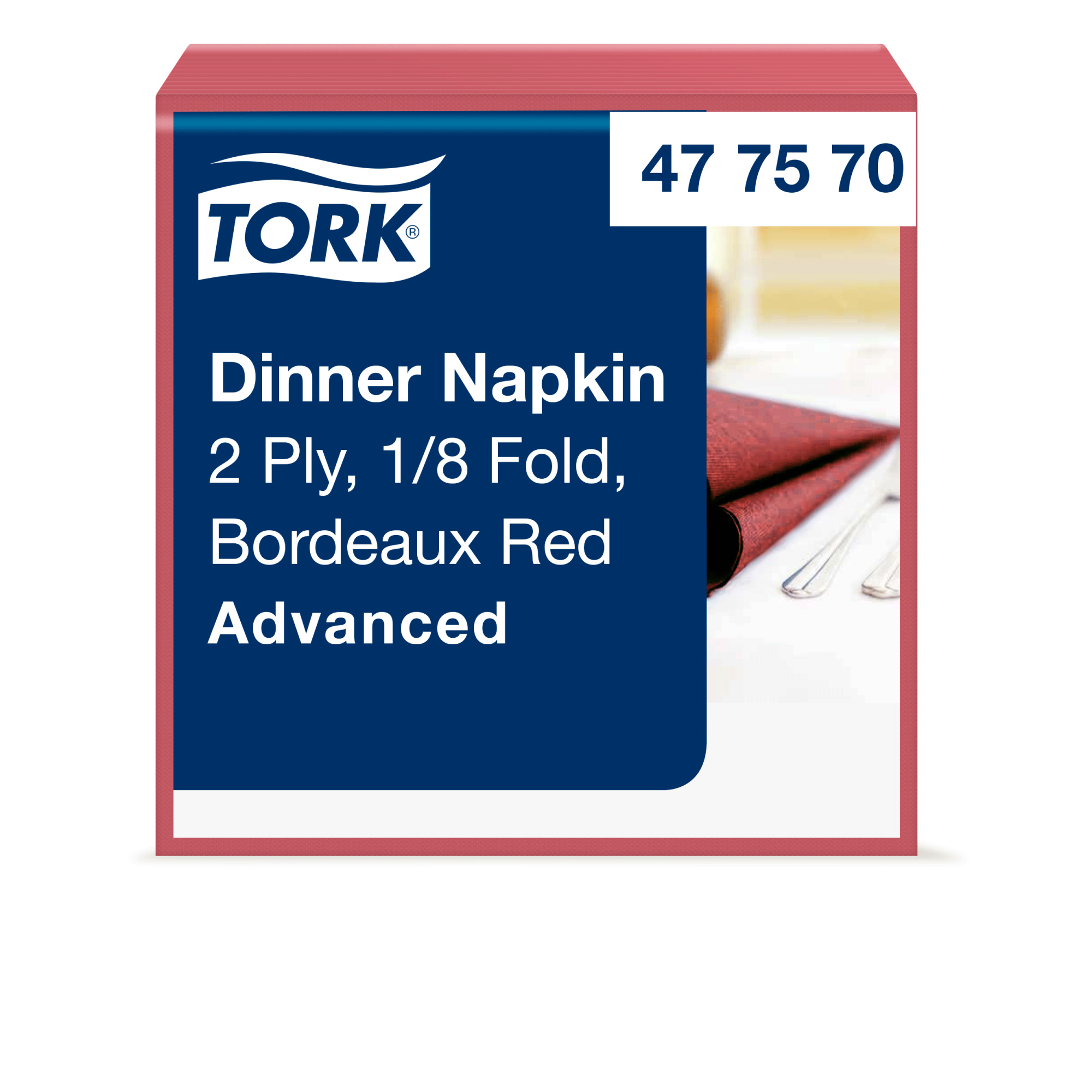 Tork Bordeaux Red Dinner Napkin 1/8 Folded