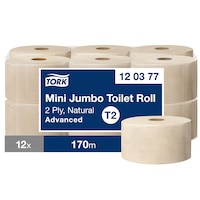 „Tork Mini Jumbo“ natūralios spalvos tualetinio popieriaus ritinys „Advanced“
