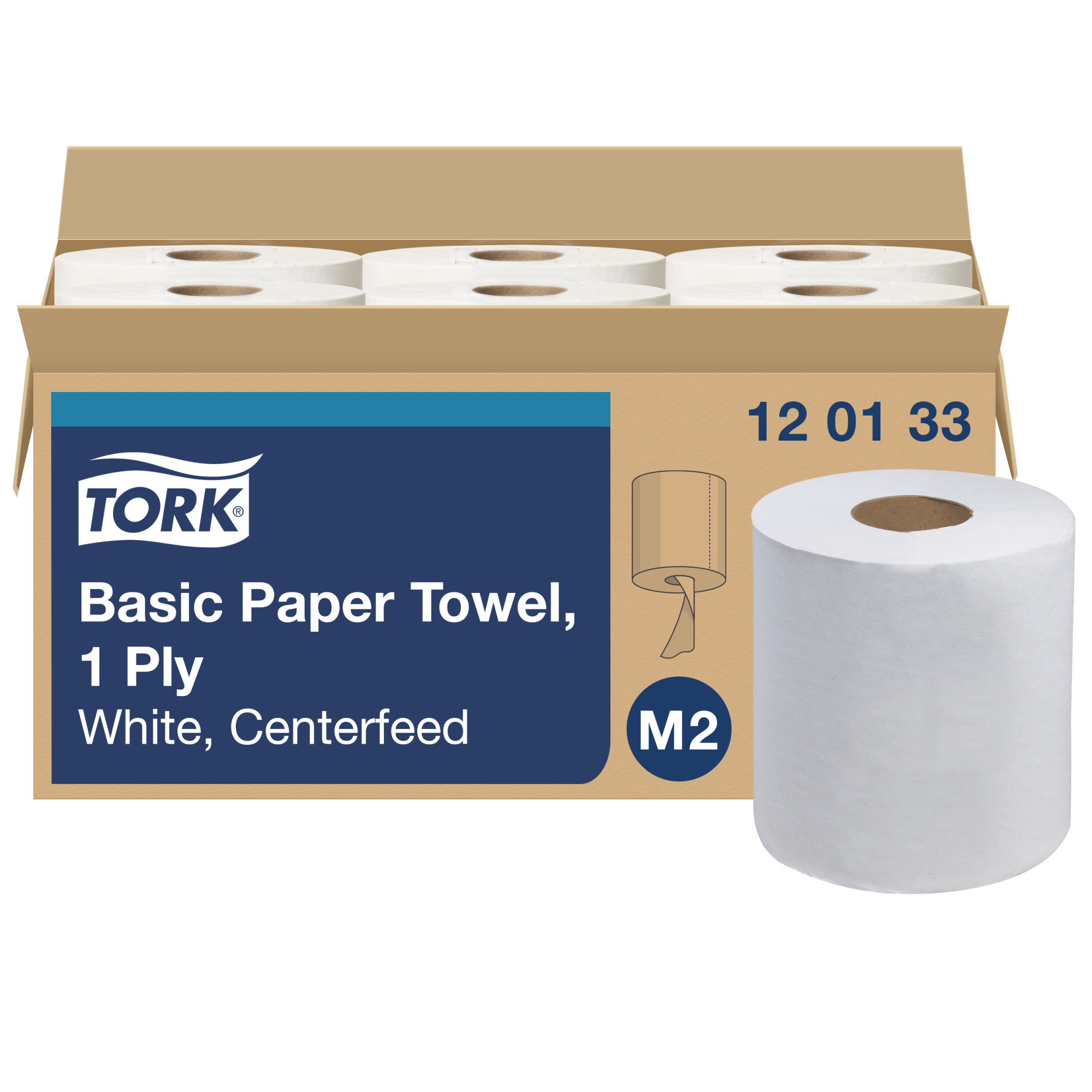 Lingettes en papier Tork à dévidage central, Blanc M2