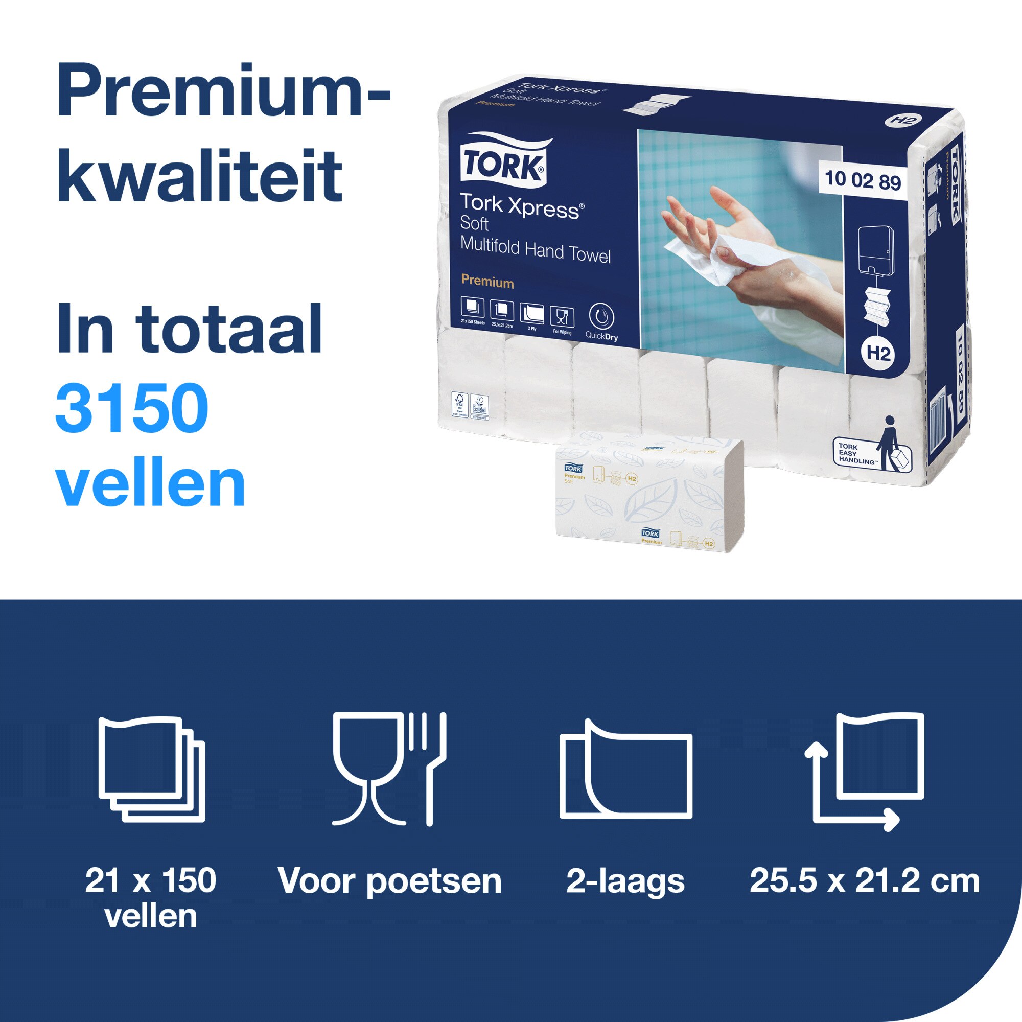 Tork Xpress® Zachte Multifold Handdoeken Wit H2