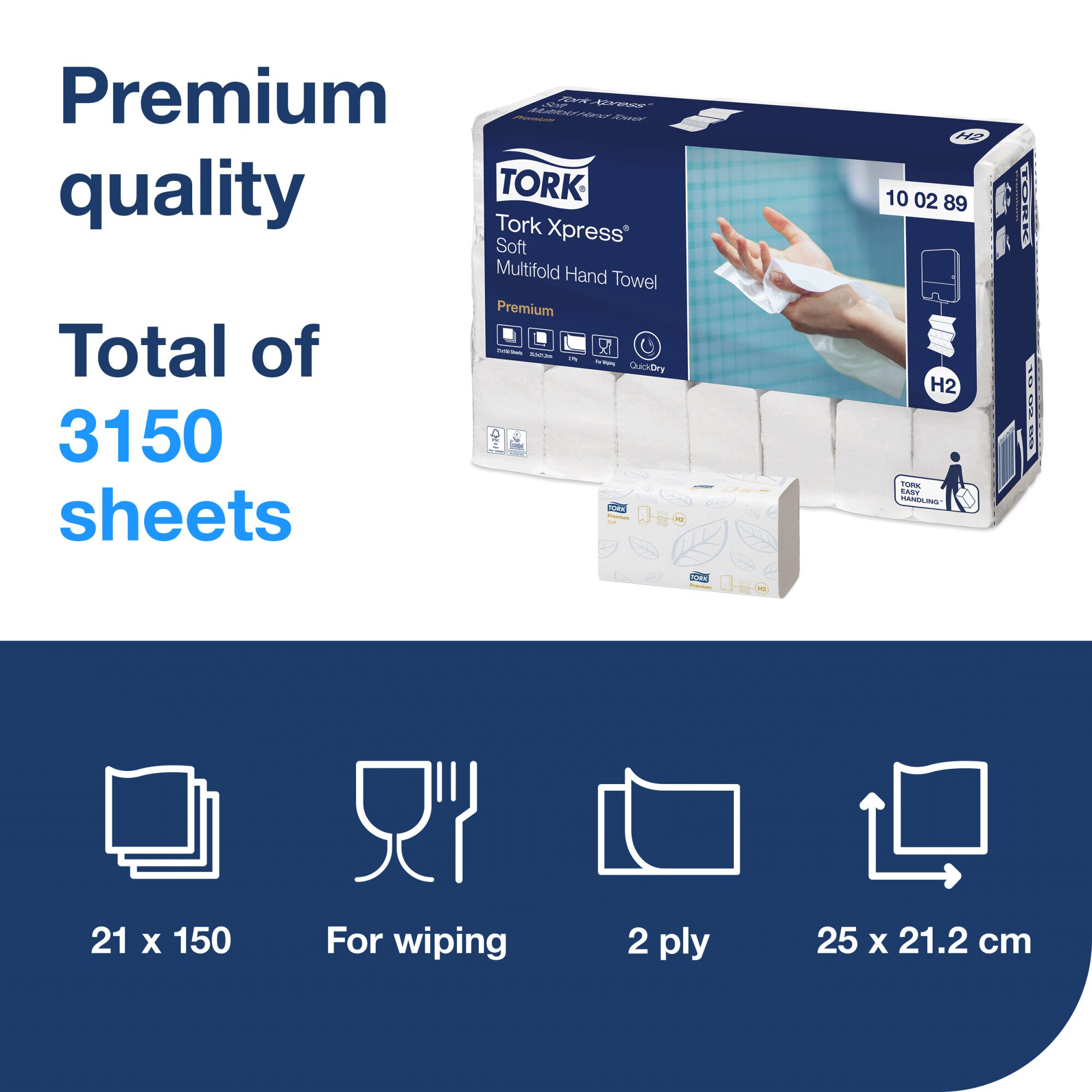 Tork Xpress® Soft Multifold Hand Towels White H2