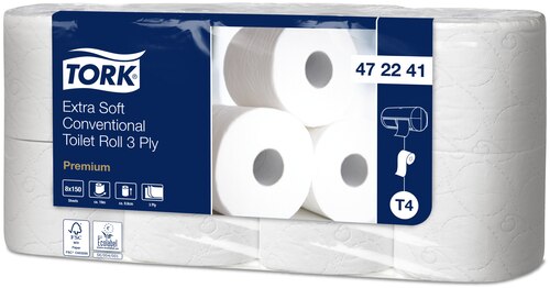 «Tork» īpaši mīksta parastā tualetes papīra rullis, «Premium», 3 kārtas
