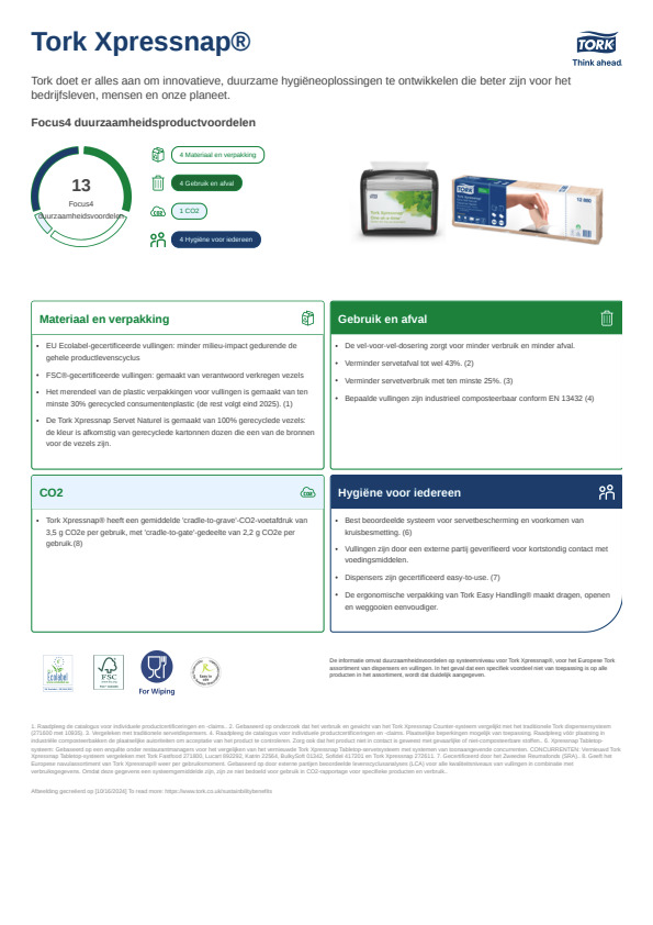 Productgegevensblad duurzaamheid