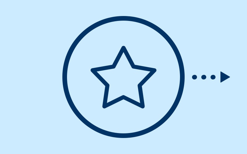 Donkerblauw sterpictogram symboliseert kwaliteitsverbetering