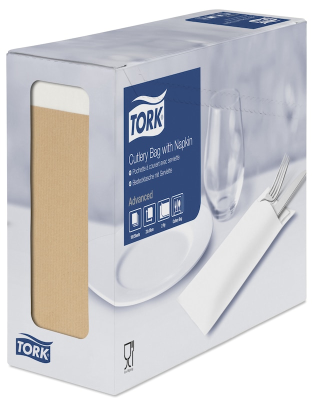 Tork Natural Cutlery Bag With White Napkin