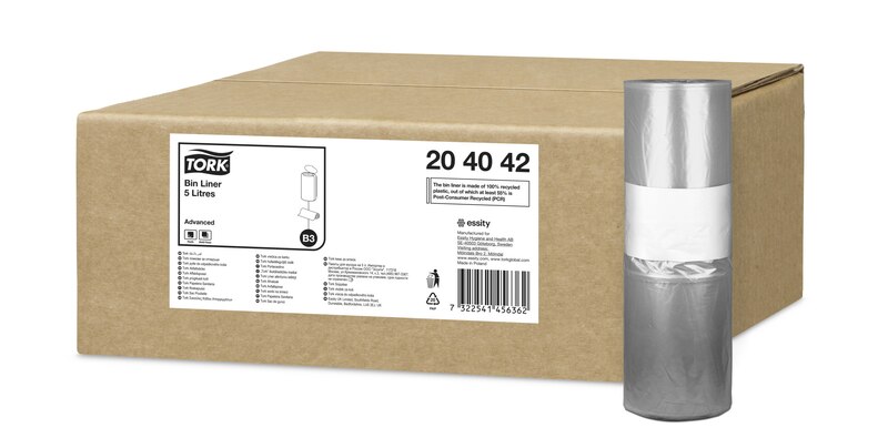 Tork Sac-poubelle Transparent 5 L B3, 204042, Sanitaires accessoires, Recharges
