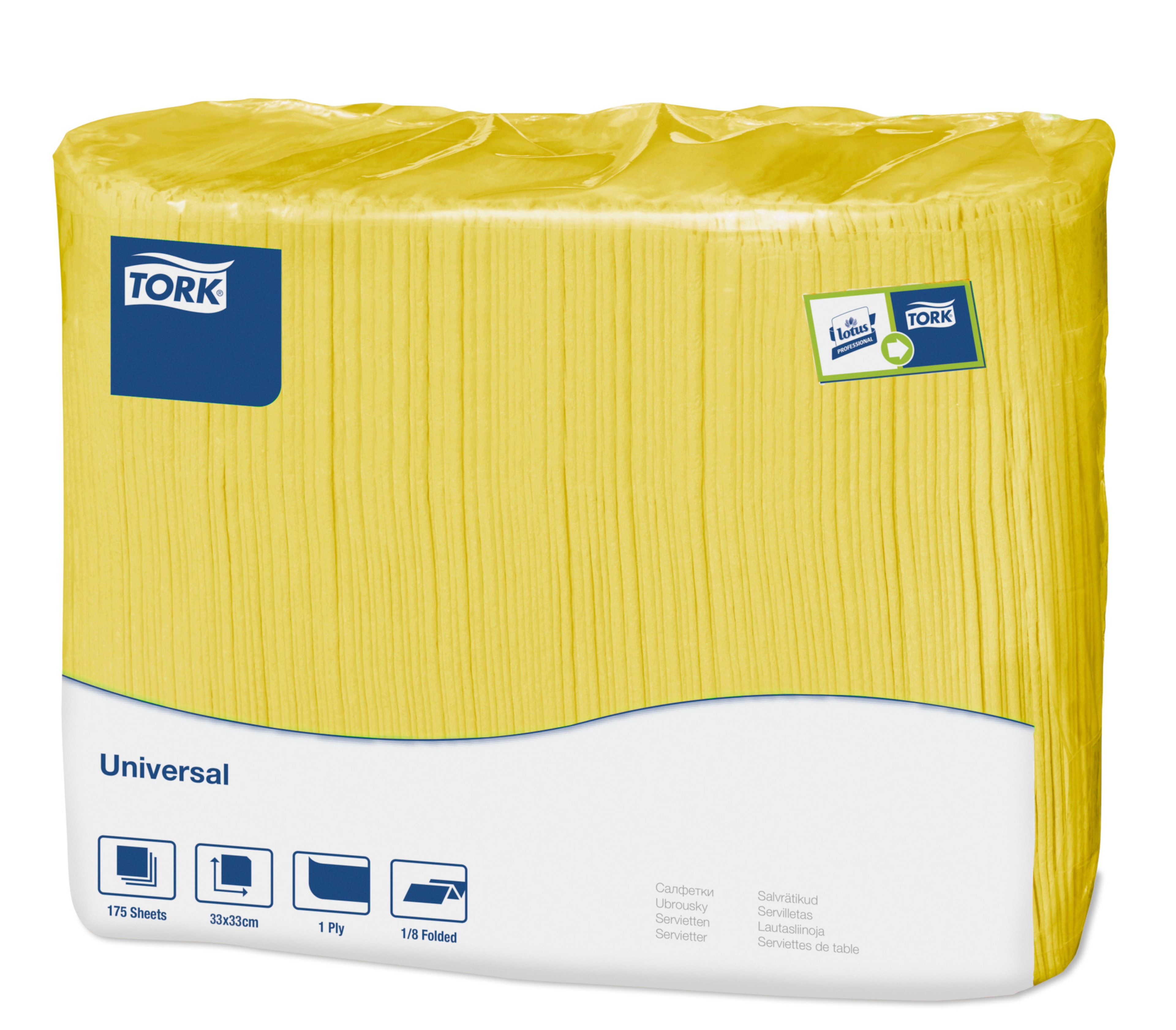 Tork keltainen Lunch-lautasliina 1-kerroksinen 1/8-taitto