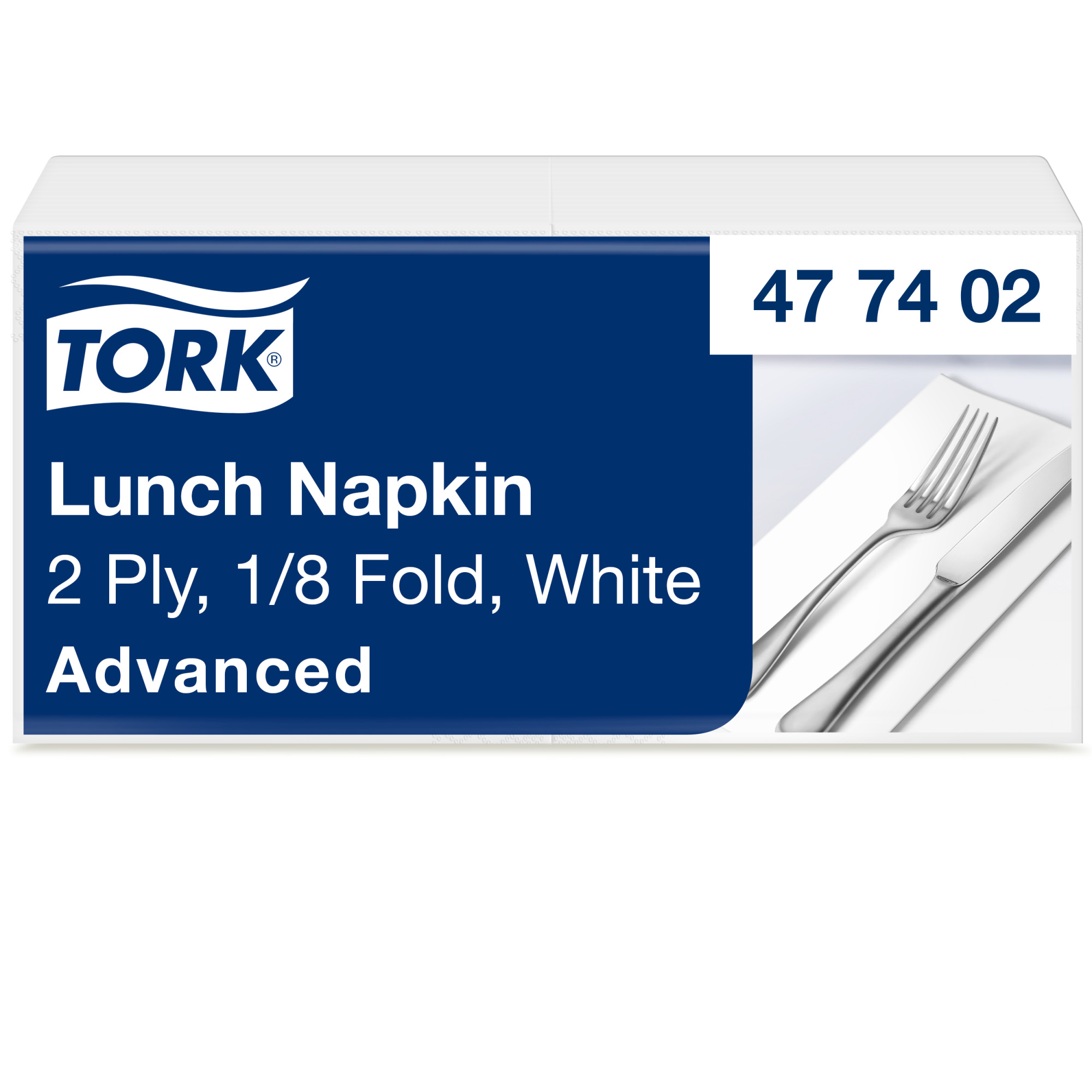 Tork Serviette Déjeuner, Blanc pliage 1/8