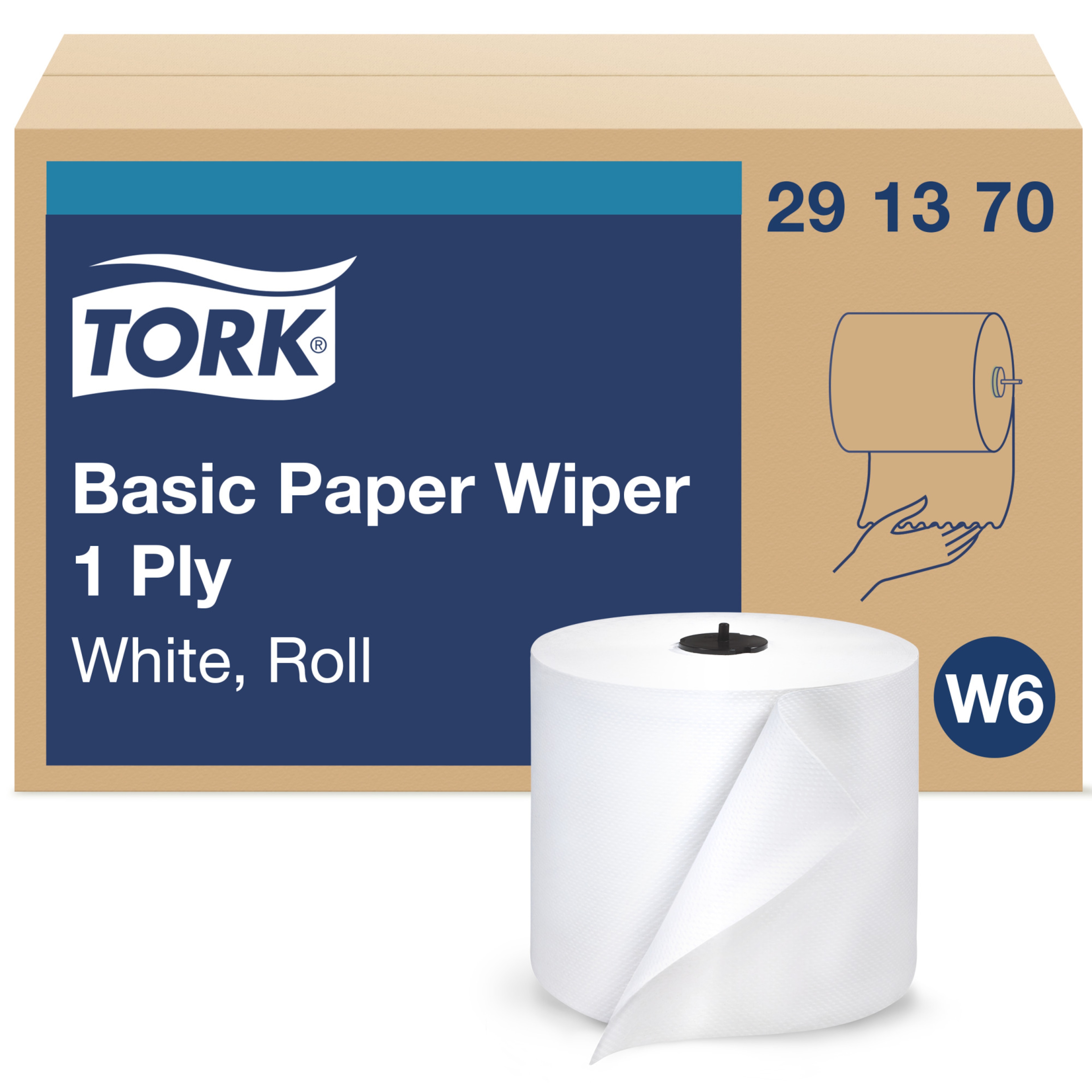 Papier d’essuyage Tork série Basic, Blanc W6