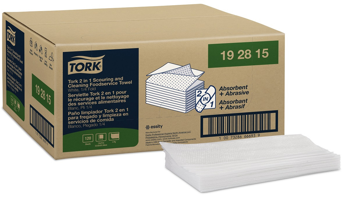 Serviette Tork 2 en 1 pour le récurage et le nettoyage des services de restauration