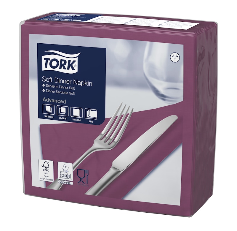„Tork“ minkštos violetinės vakarienės servetėlės